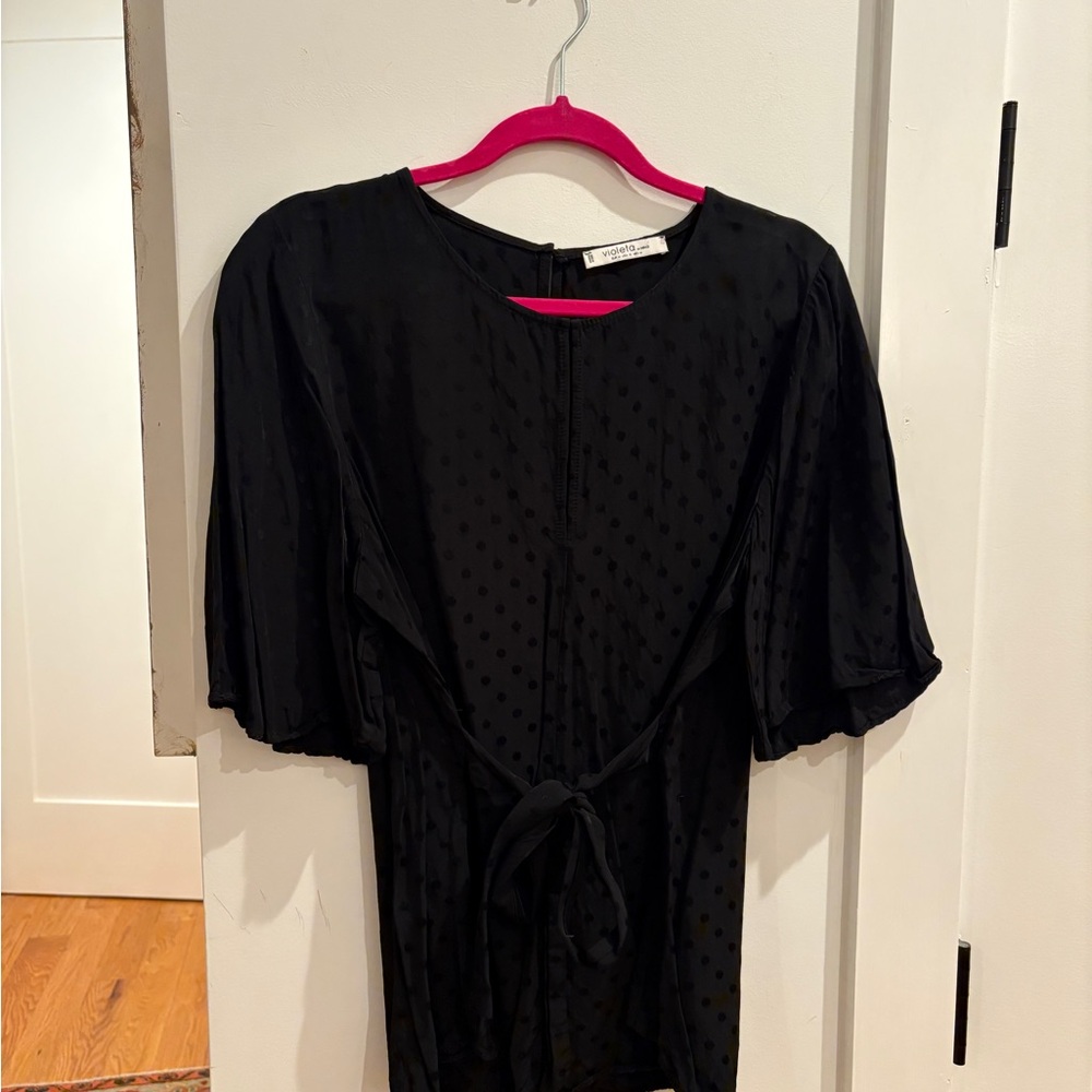 Mango Violeta Black Dotted Blouse